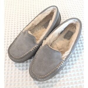 UGG Ansley Slippers Gray Suede Shearling Moccasin Women's 8